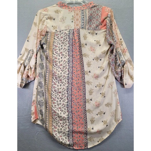 Liberty Love Size S Womens Floral‎ V-Neck Adjustable Sleeve Bohemian Blouse - Picture 7 of 8